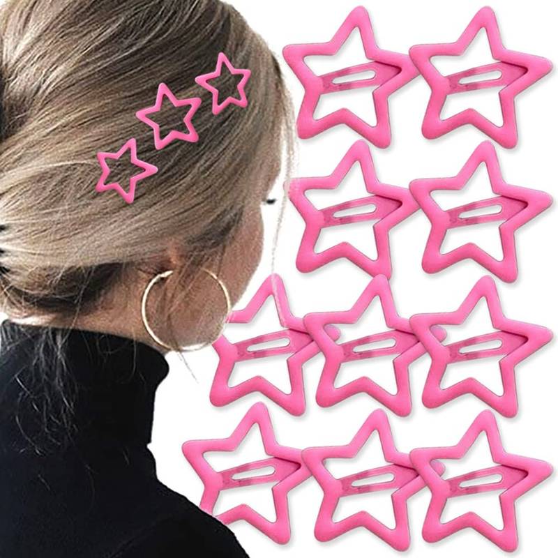 Temu 10pcs Star Hair Clips, Bobby Pins, Hairpins for Girls Cute Small Hair Clips Color Pentagram Star Clips for Hair Barrettes, Christmas Gifts, Metal